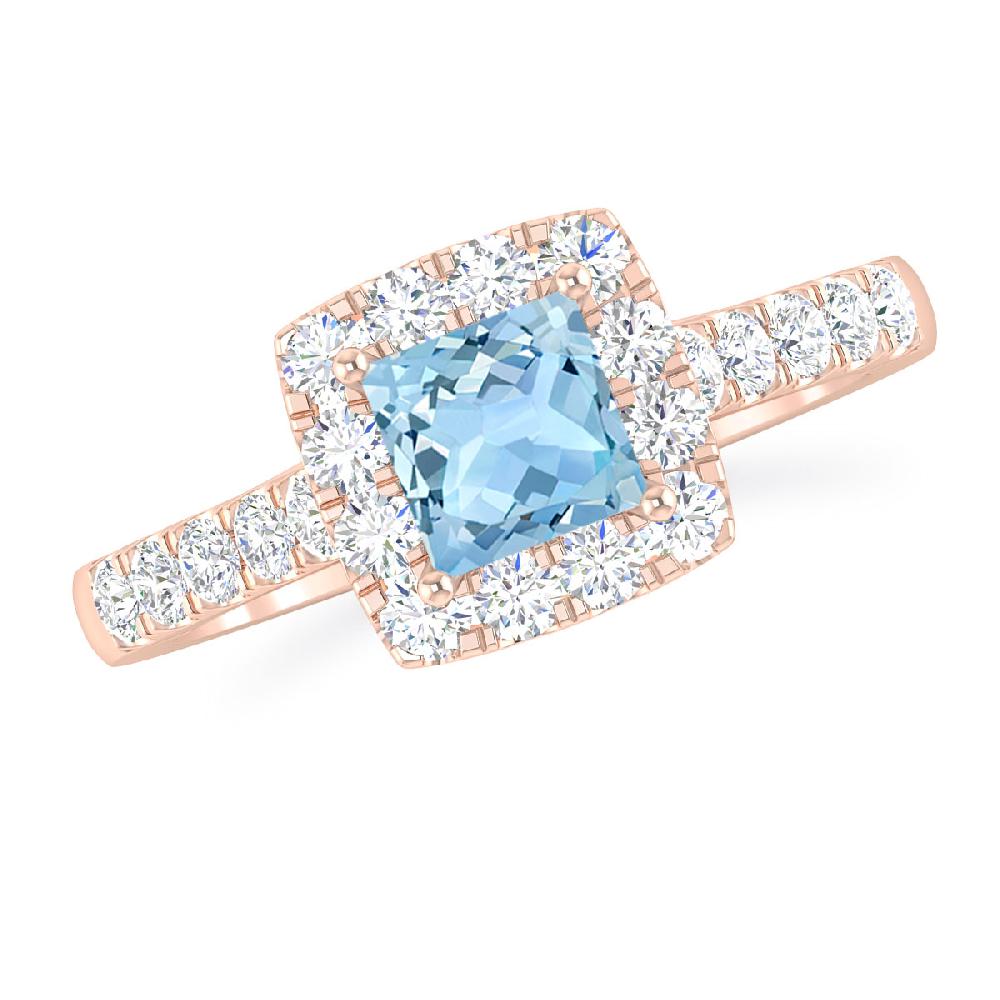 Rose Gold - Aquamarine