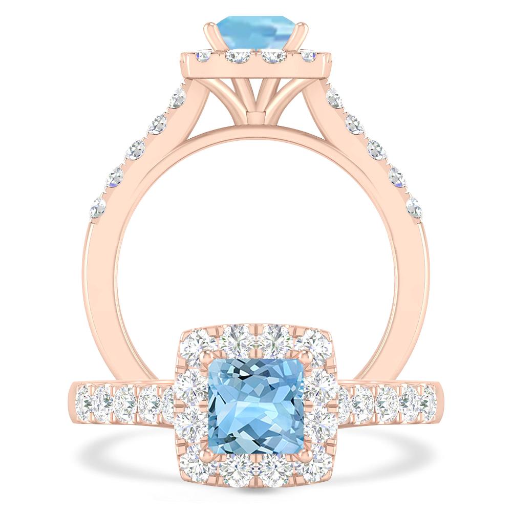 Rose Gold - Aquamarine