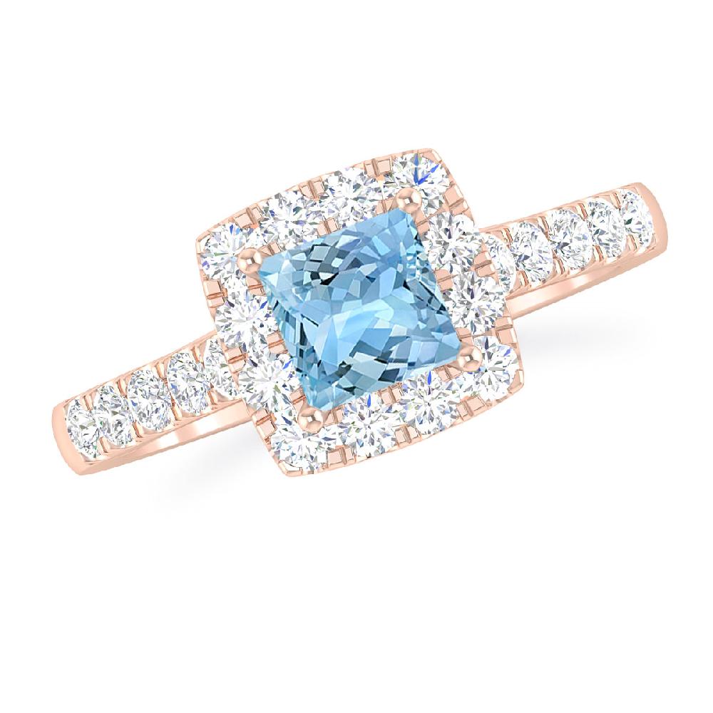 Rose Gold - Aquamarine