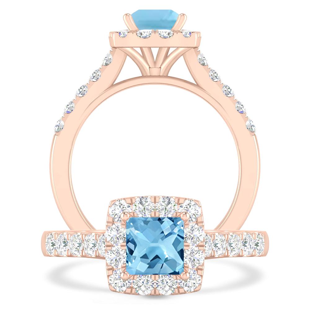 Rose Gold - Blue Topaz