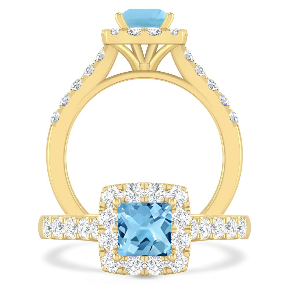 Yellow Gold - Blue Topaz