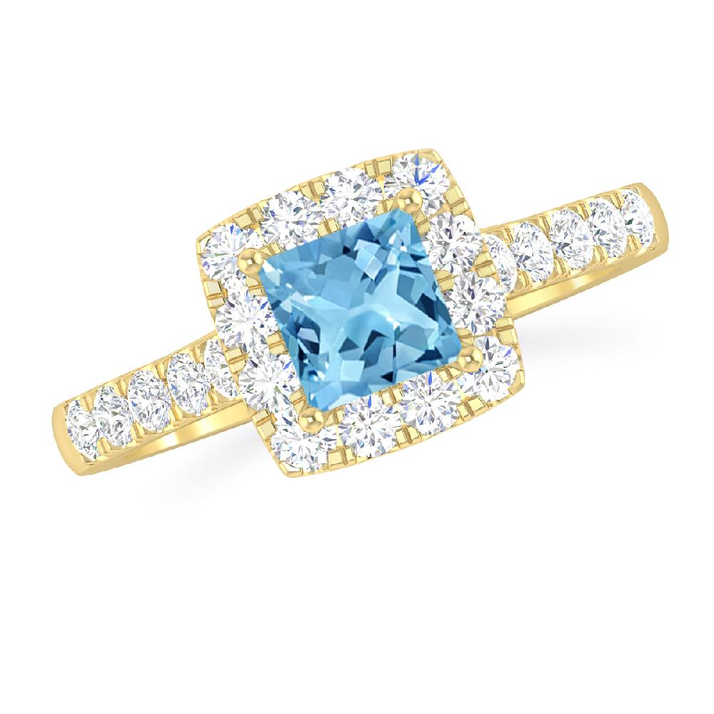 Yellow Gold - Blue Topaz