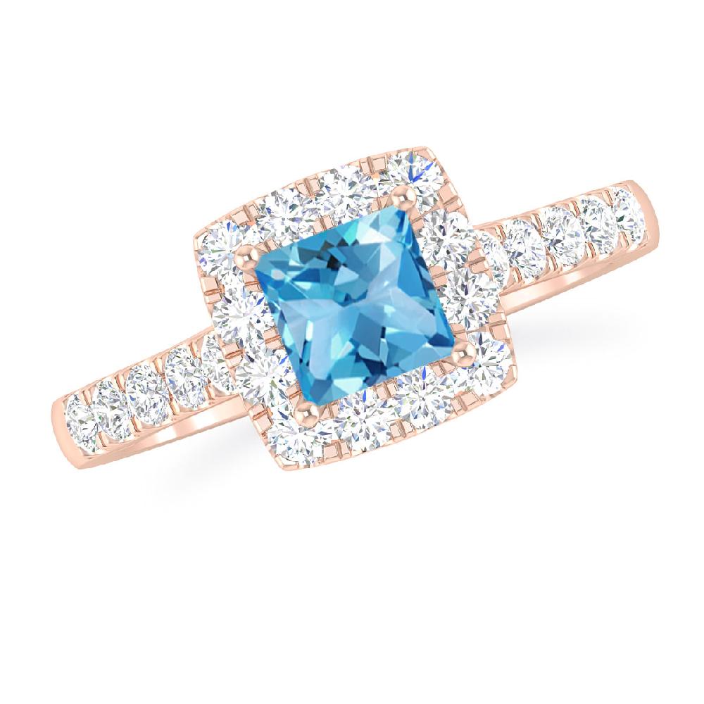 Rose Gold - Blue Topaz