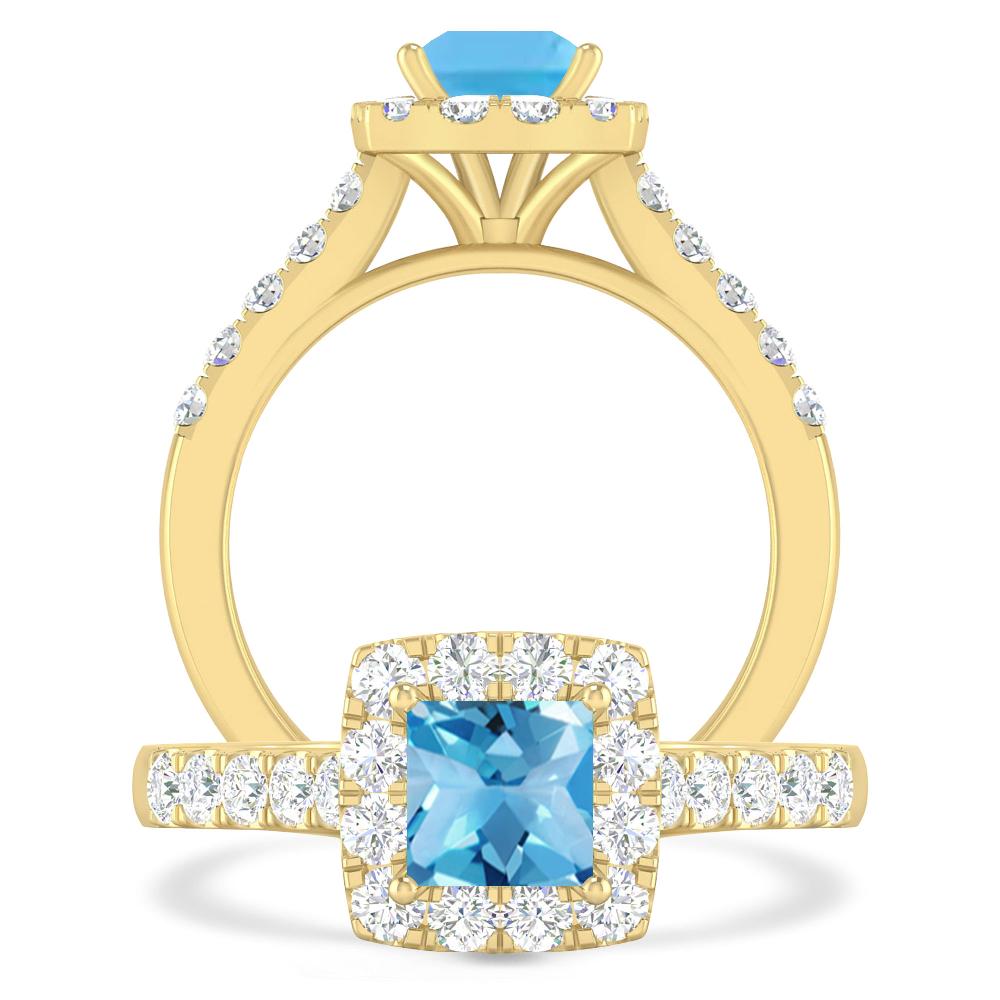 Yellow Gold - Blue Topaz