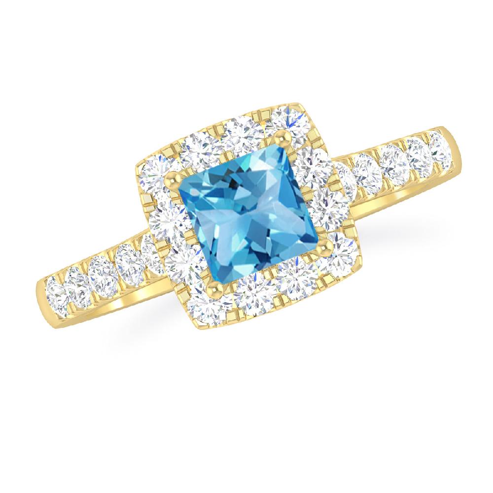 Yellow Gold - Blue Topaz