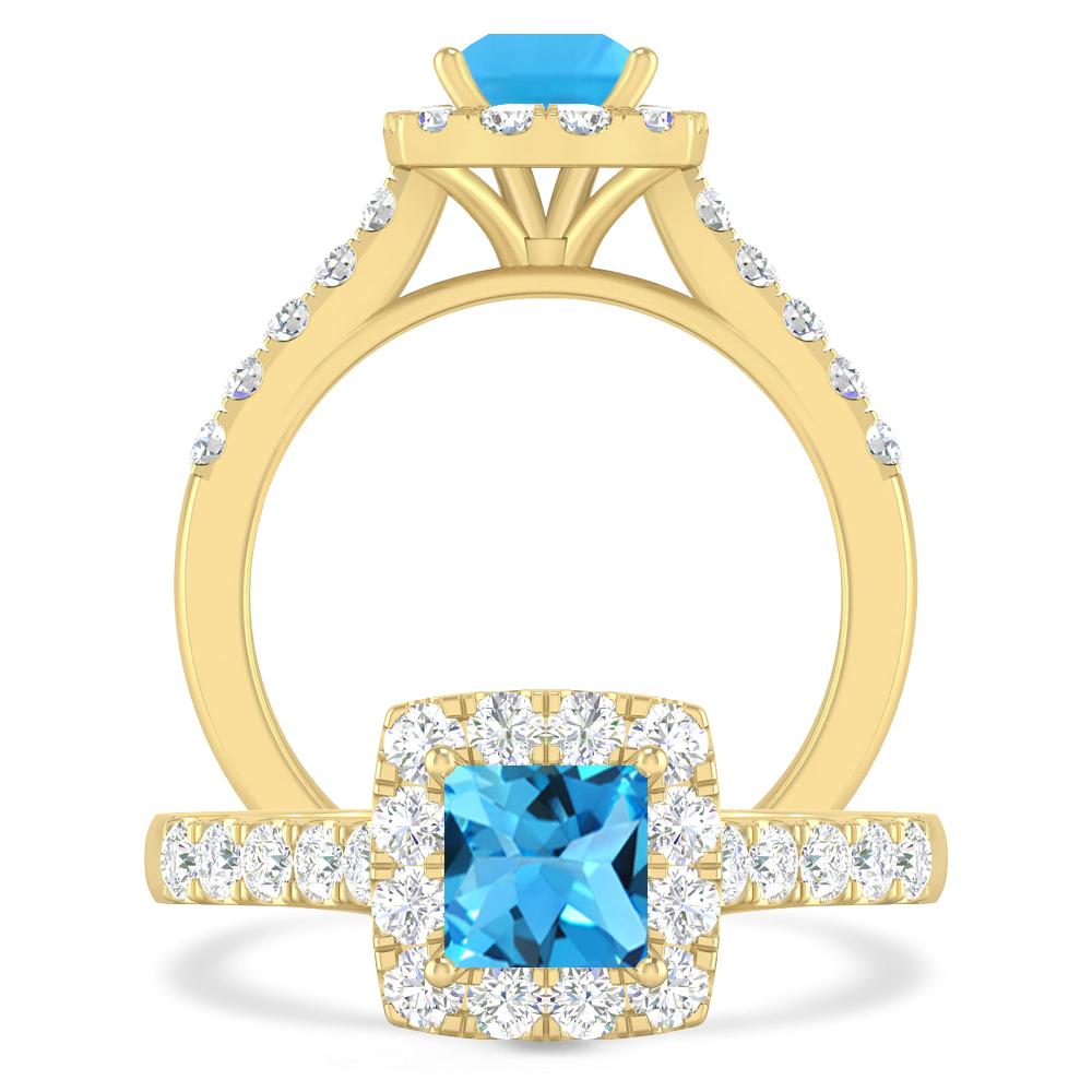 Yellow Gold - Blue Topaz