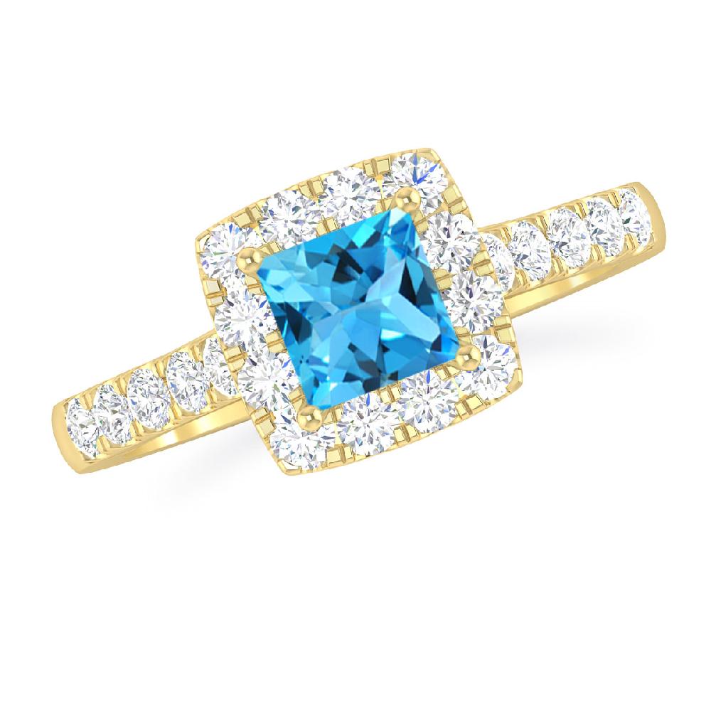 Yellow Gold - Blue Topaz