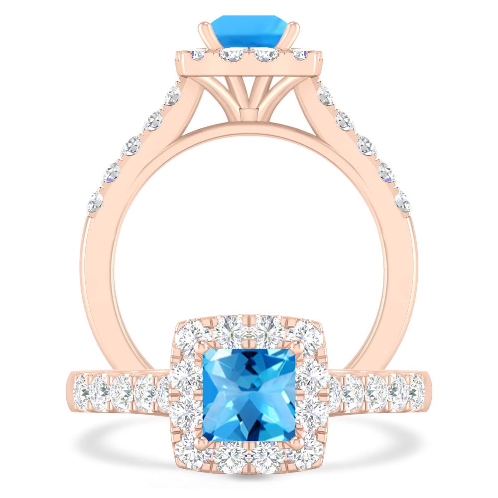 Rose Gold - Blue Topaz