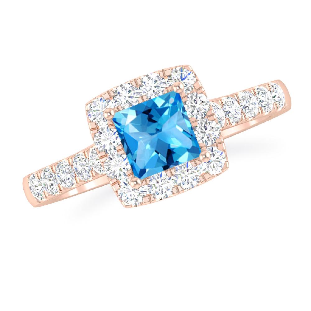 Rose Gold - Blue Topaz