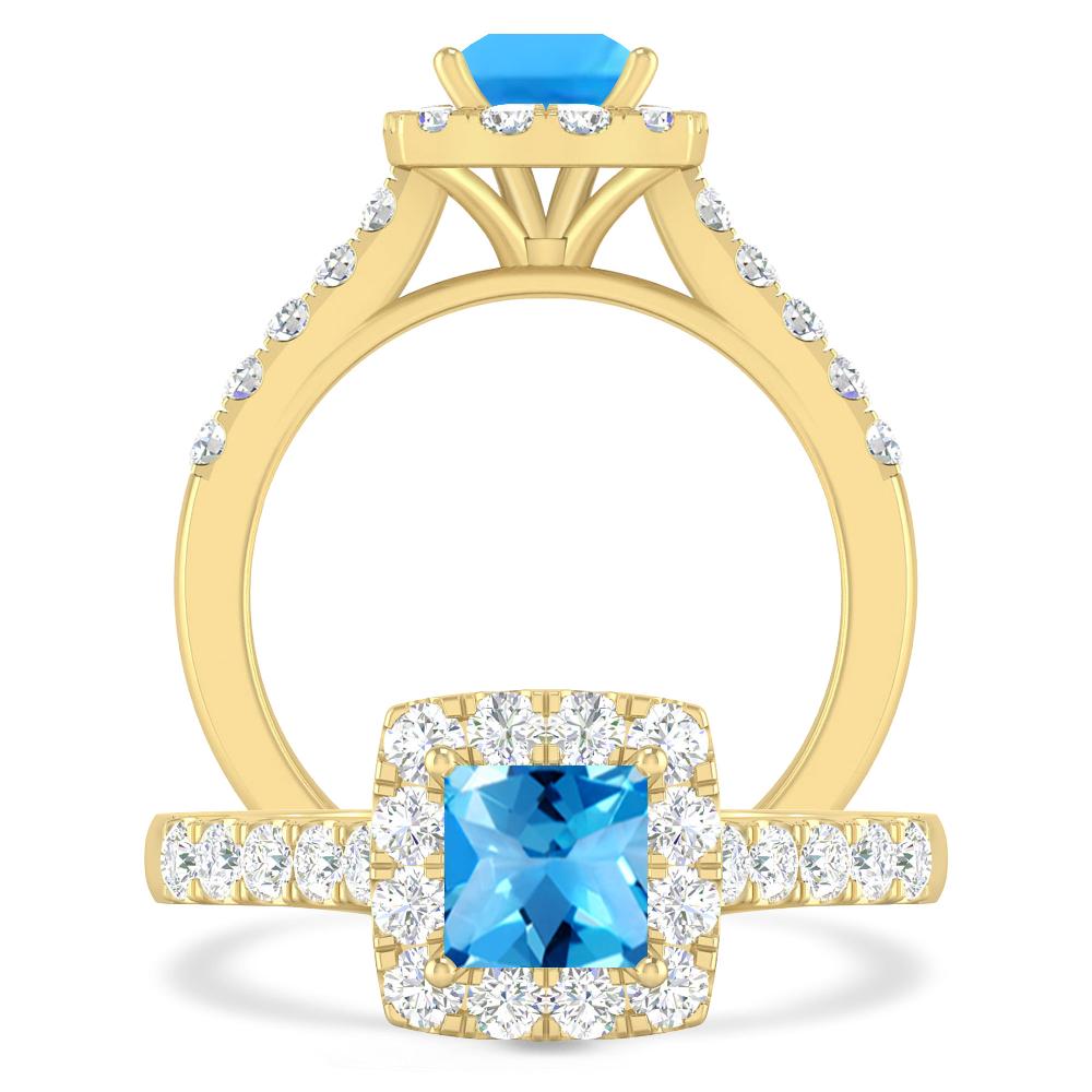 Yellow Gold - Blue Topaz