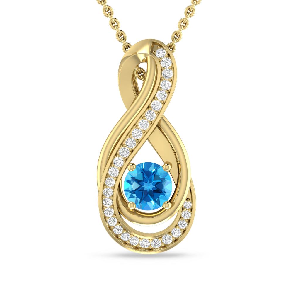 Yellow Gold - Blue Topaz