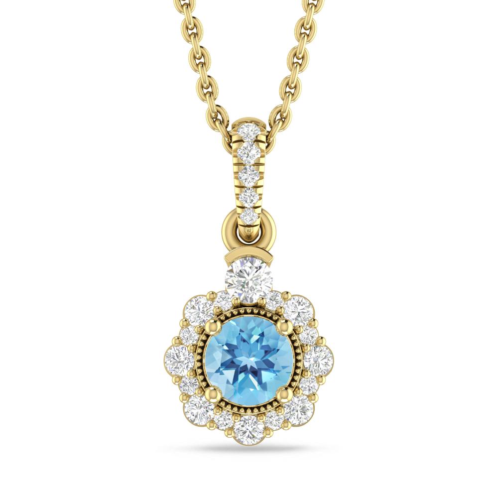 Yellow Gold - Blue Topaz