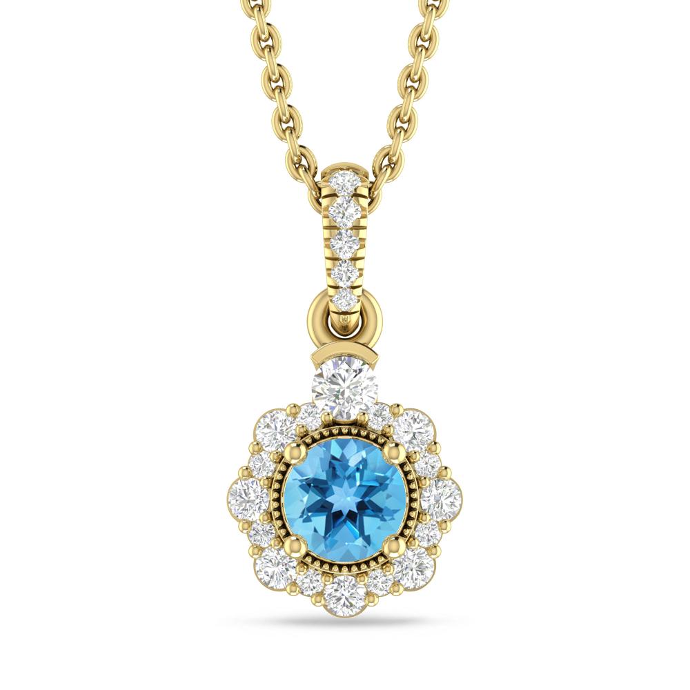 Yellow Gold - Blue Topaz