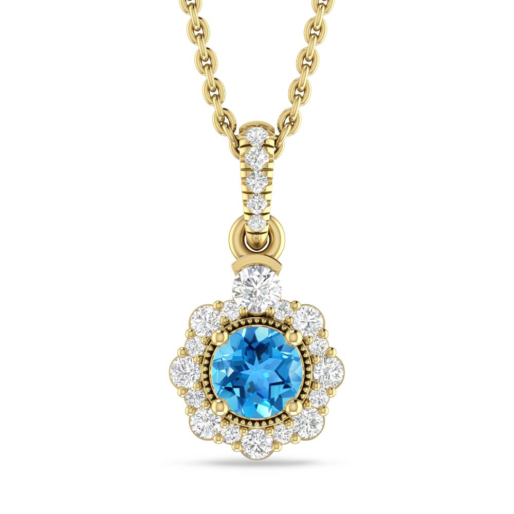 Yellow Gold - Blue Topaz