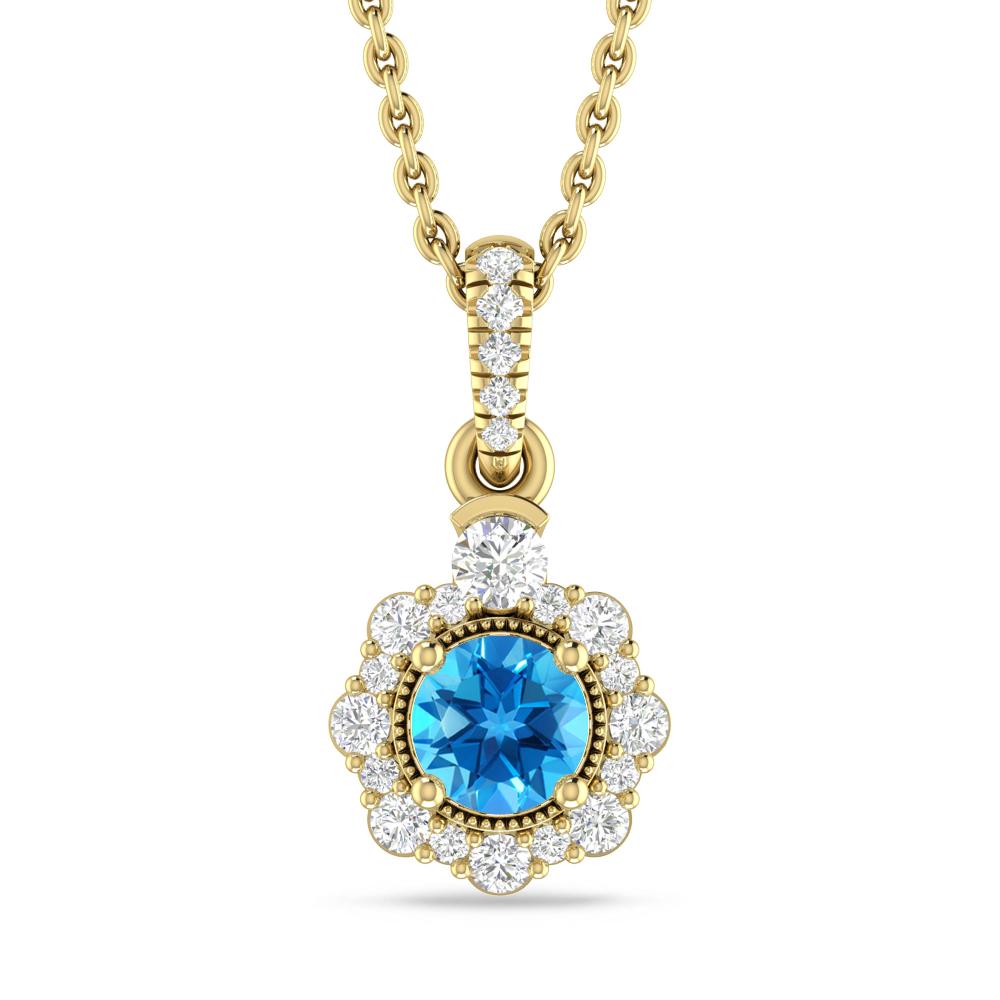 Yellow Gold - Blue Topaz