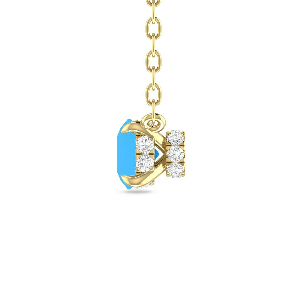 Yellow Gold - Blue Topaz