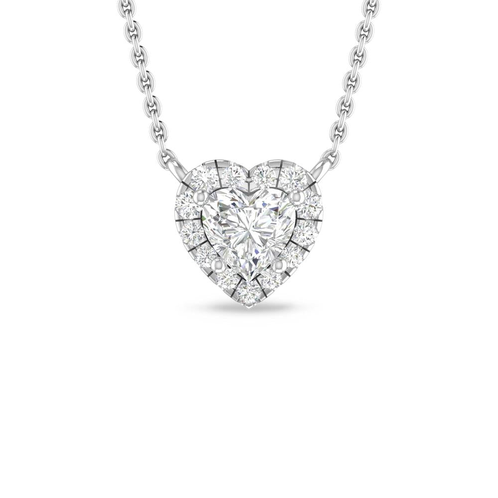 a diamond heart necklace on a chain