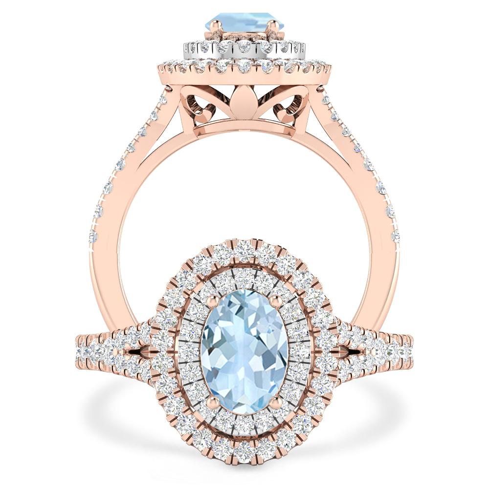 Rose Gold - Aquamarine