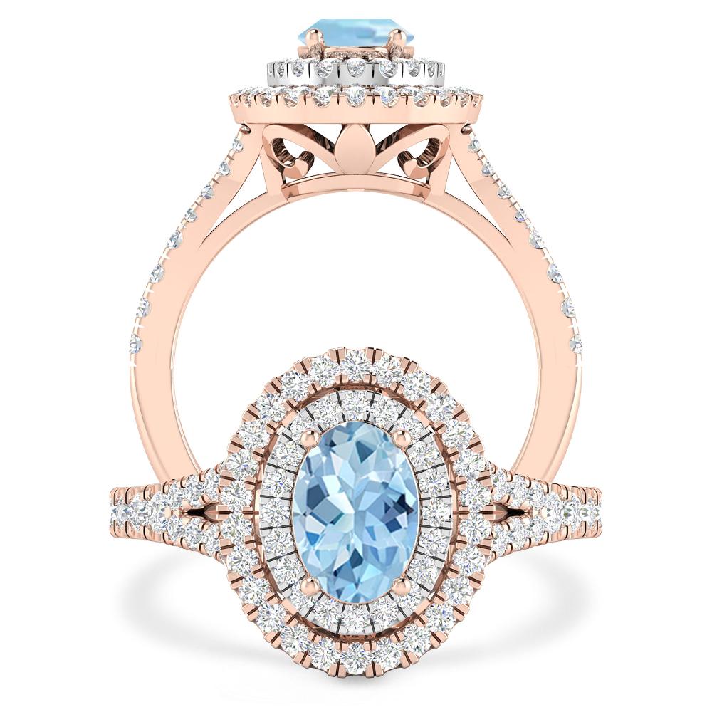 Rose Gold - Aquamarine