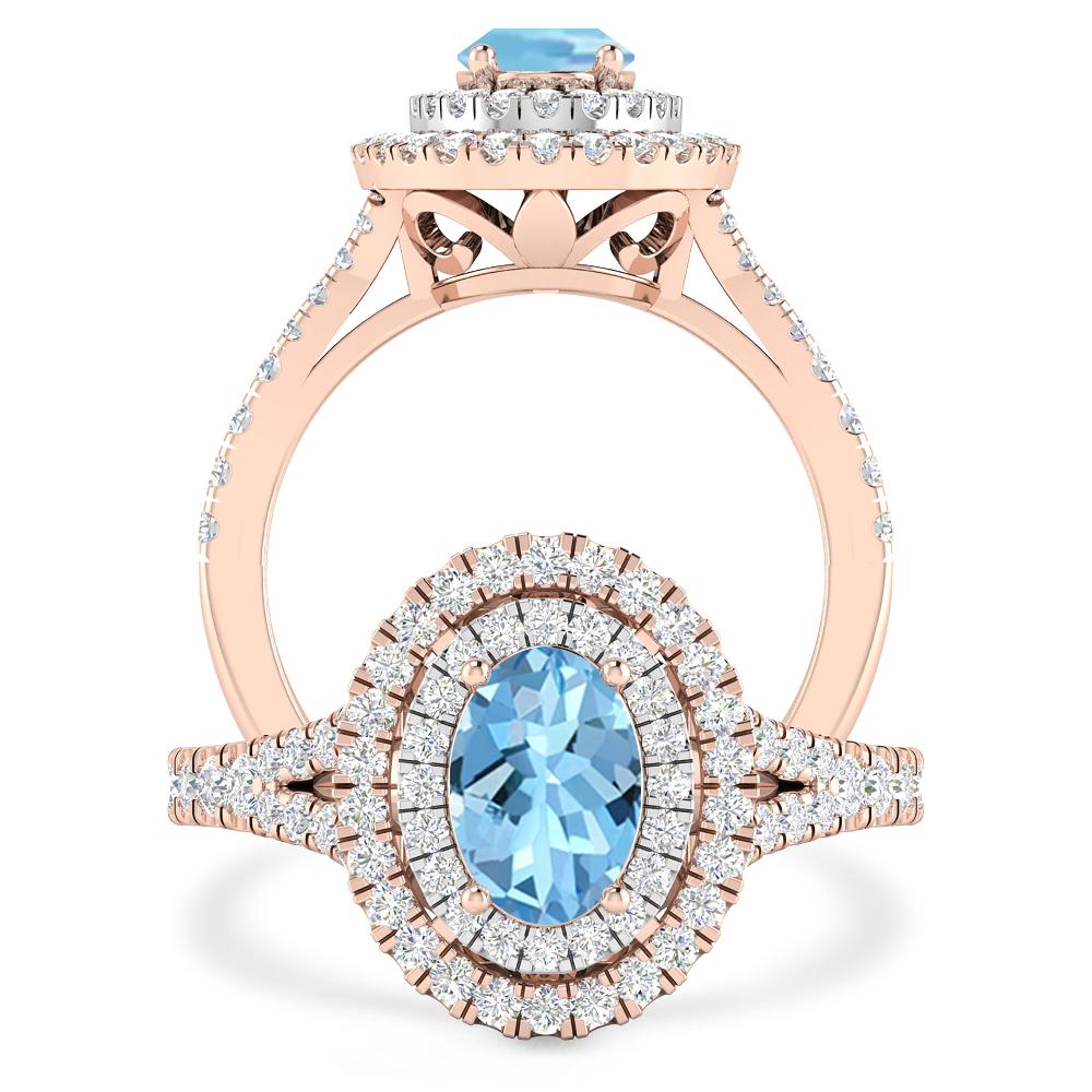 Rose Gold - Aquamarine