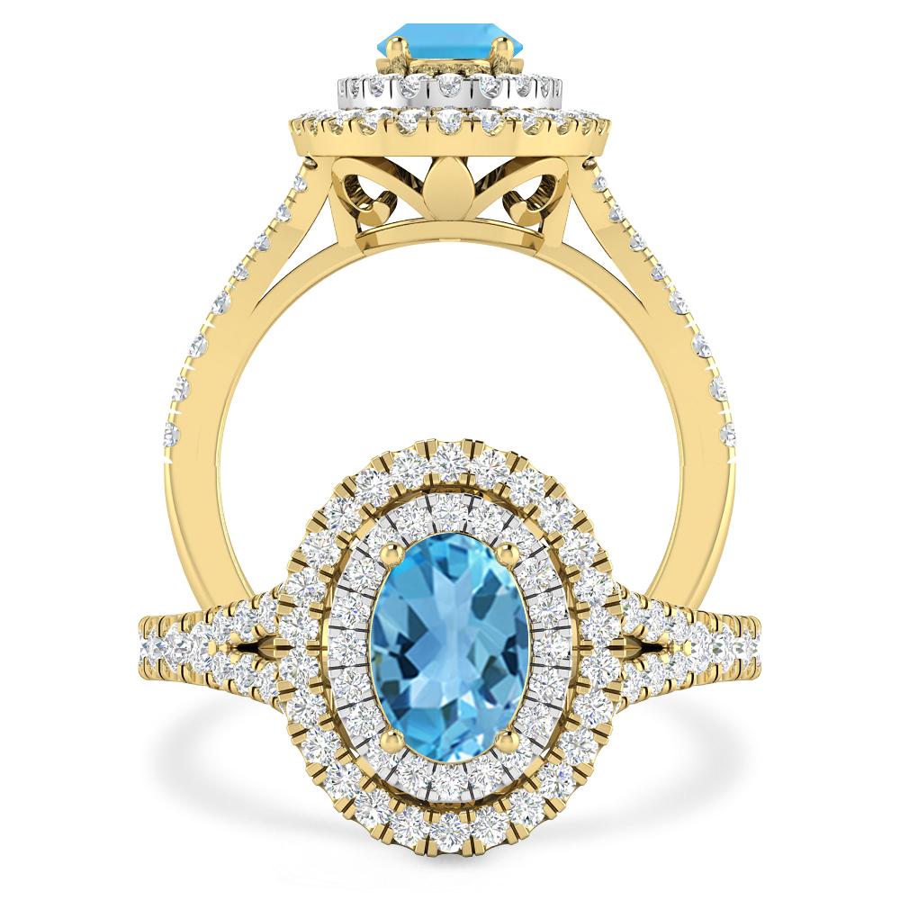 Yellow Gold - Blue Topaz