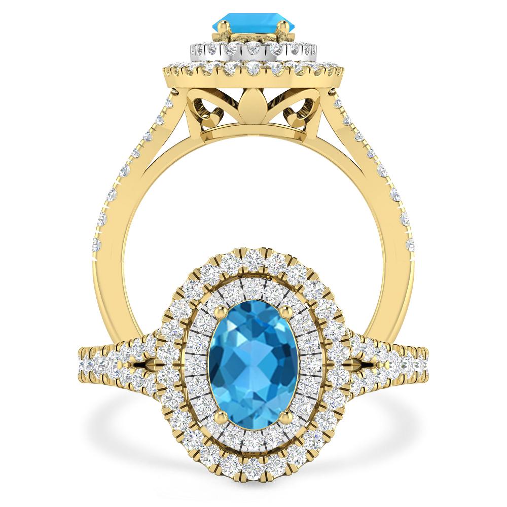 Yellow Gold - Blue Topaz