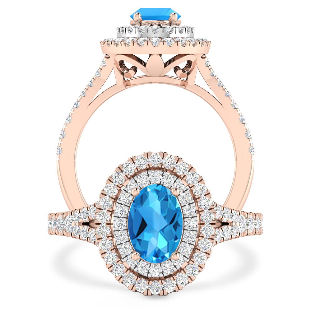 Rose Gold - Blue Topaz