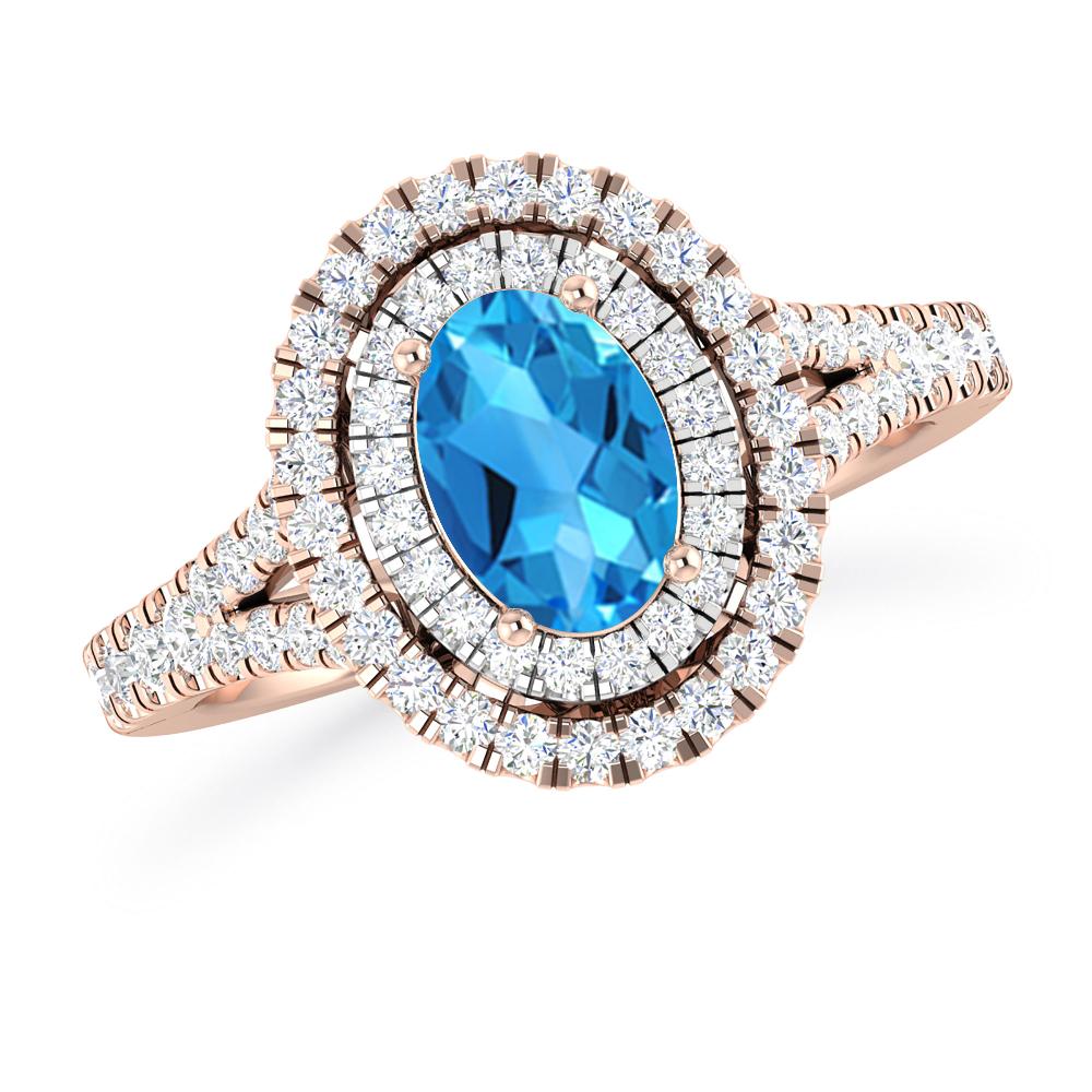 Rose Gold - Blue Topaz