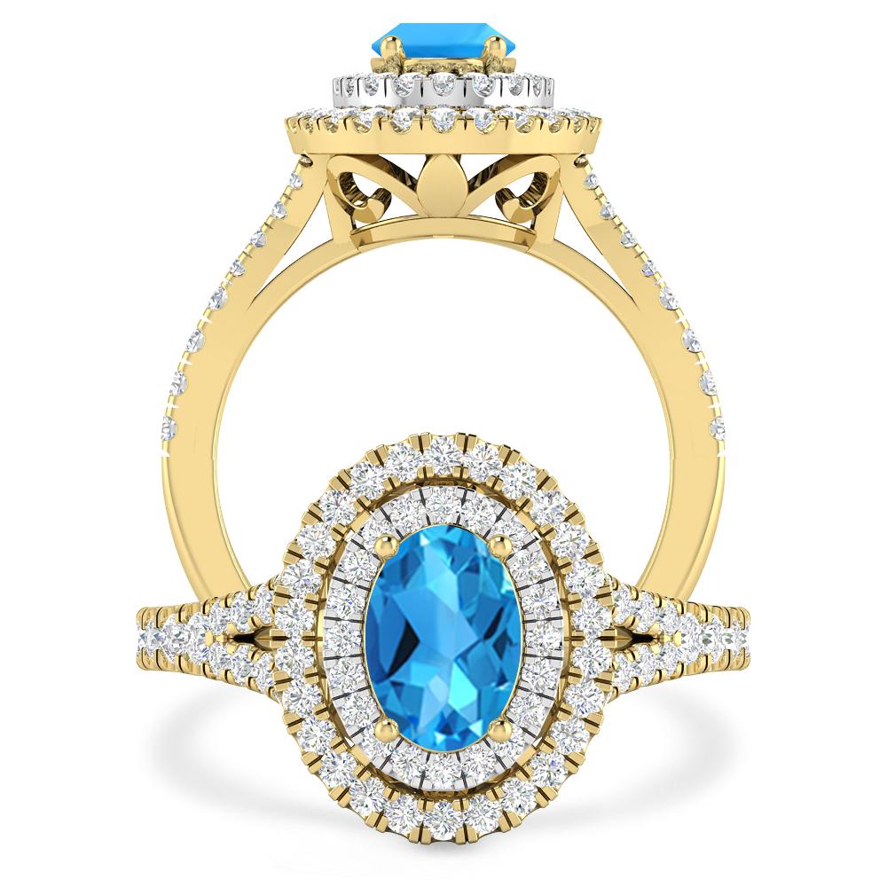 Yellow Gold - Blue Topaz