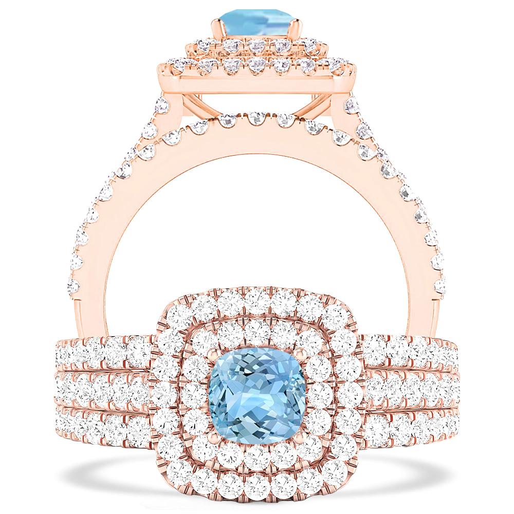 Rose Gold - Aquamarine