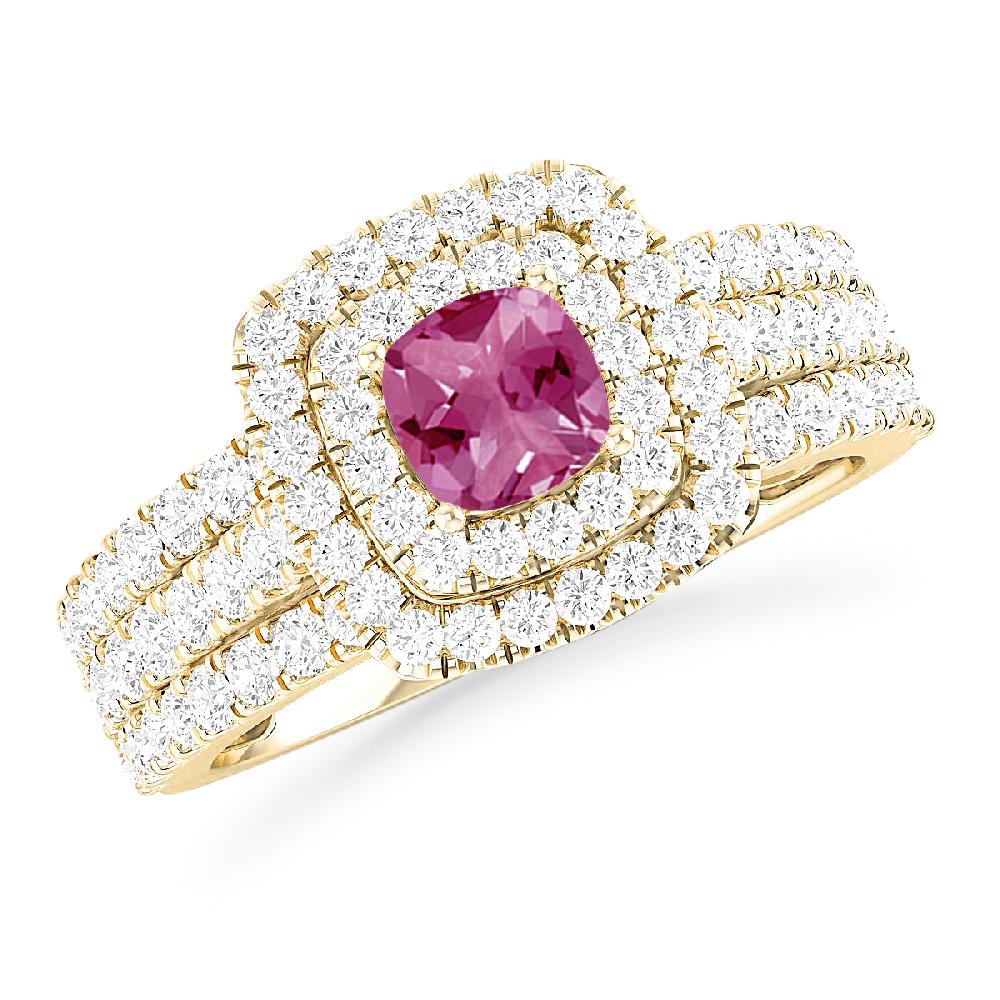 Yellow Gold - Pink Tourmaline