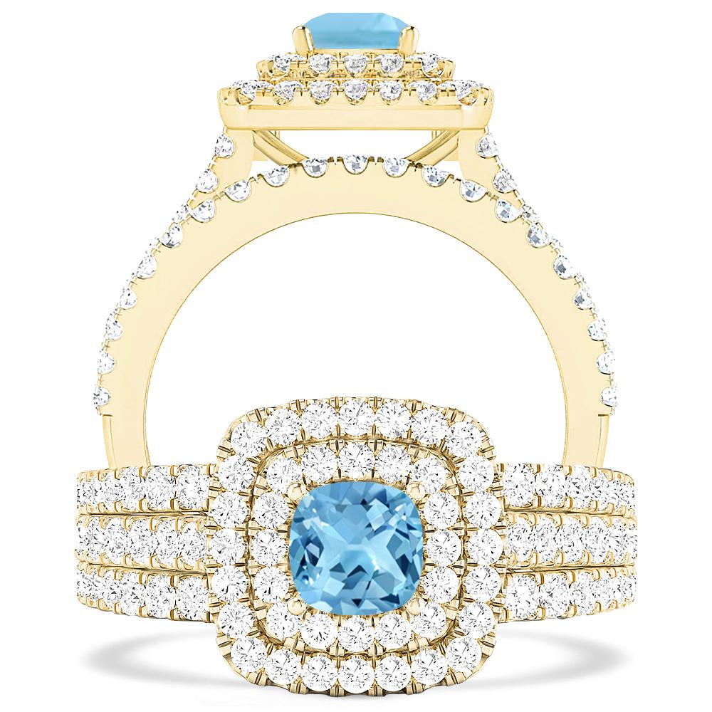 Yellow Gold - Blue Topaz