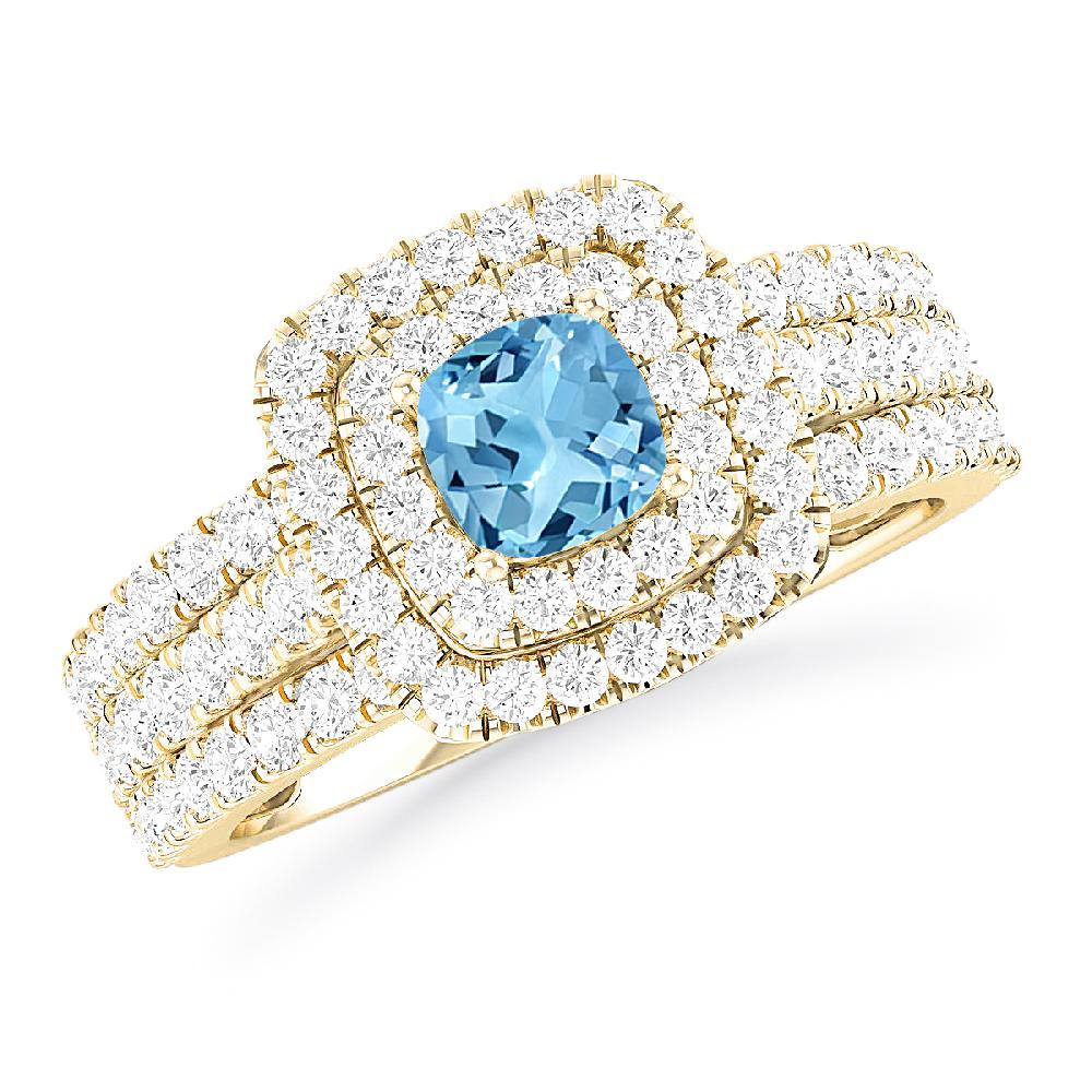 Yellow Gold - Blue Topaz