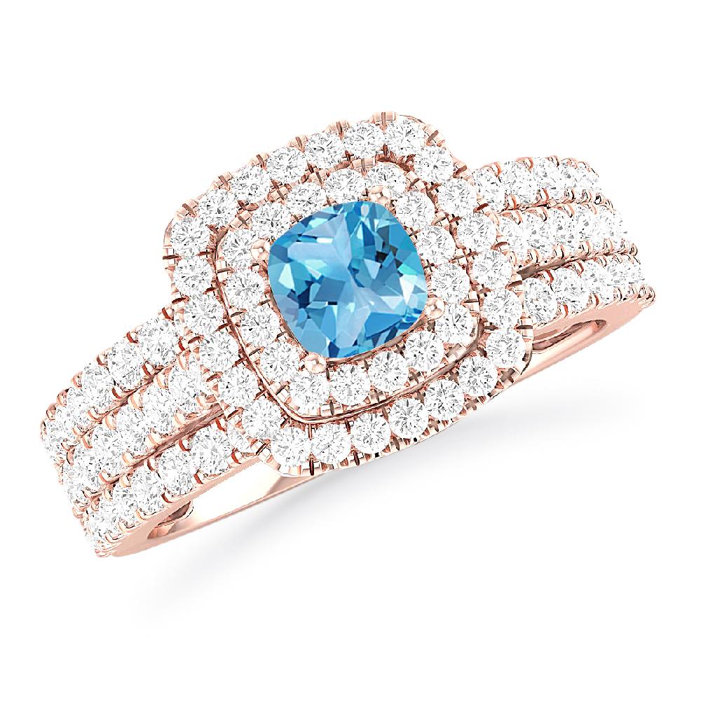 Rose Gold - Blue Topaz