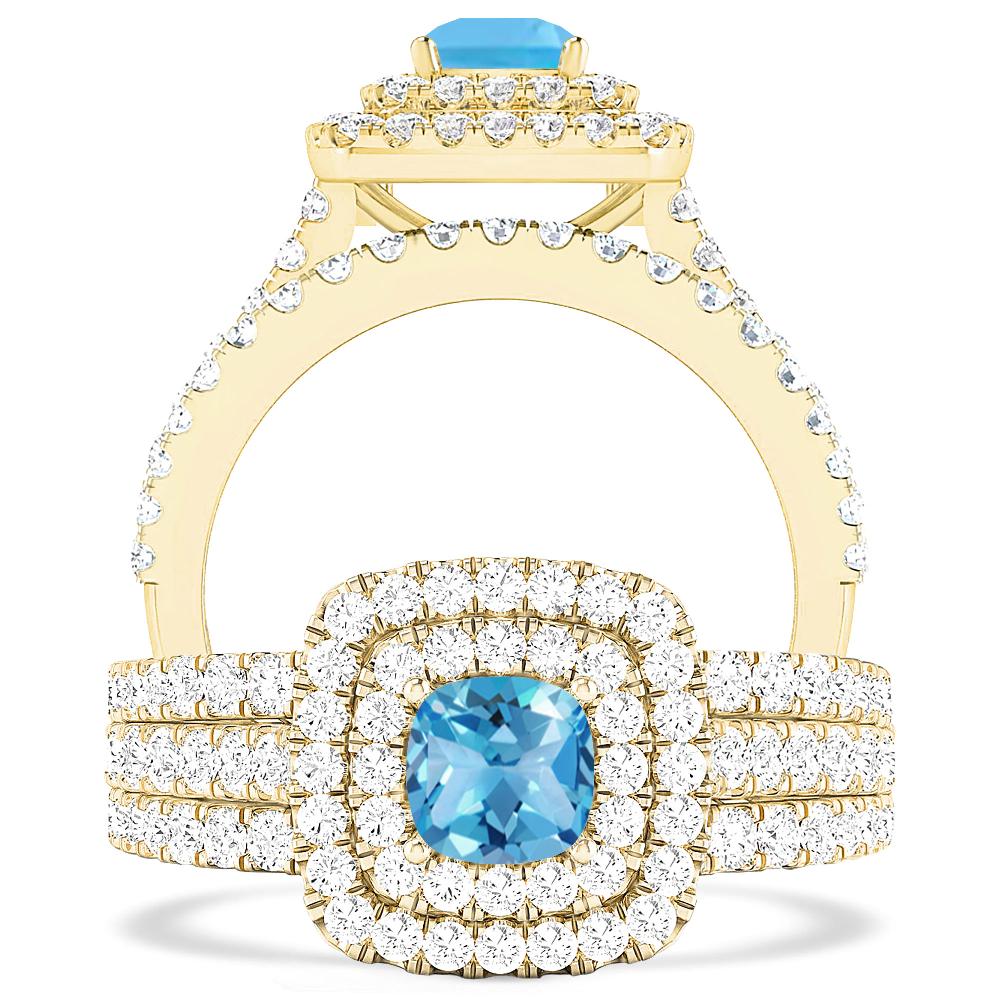 Yellow Gold - Blue Topaz