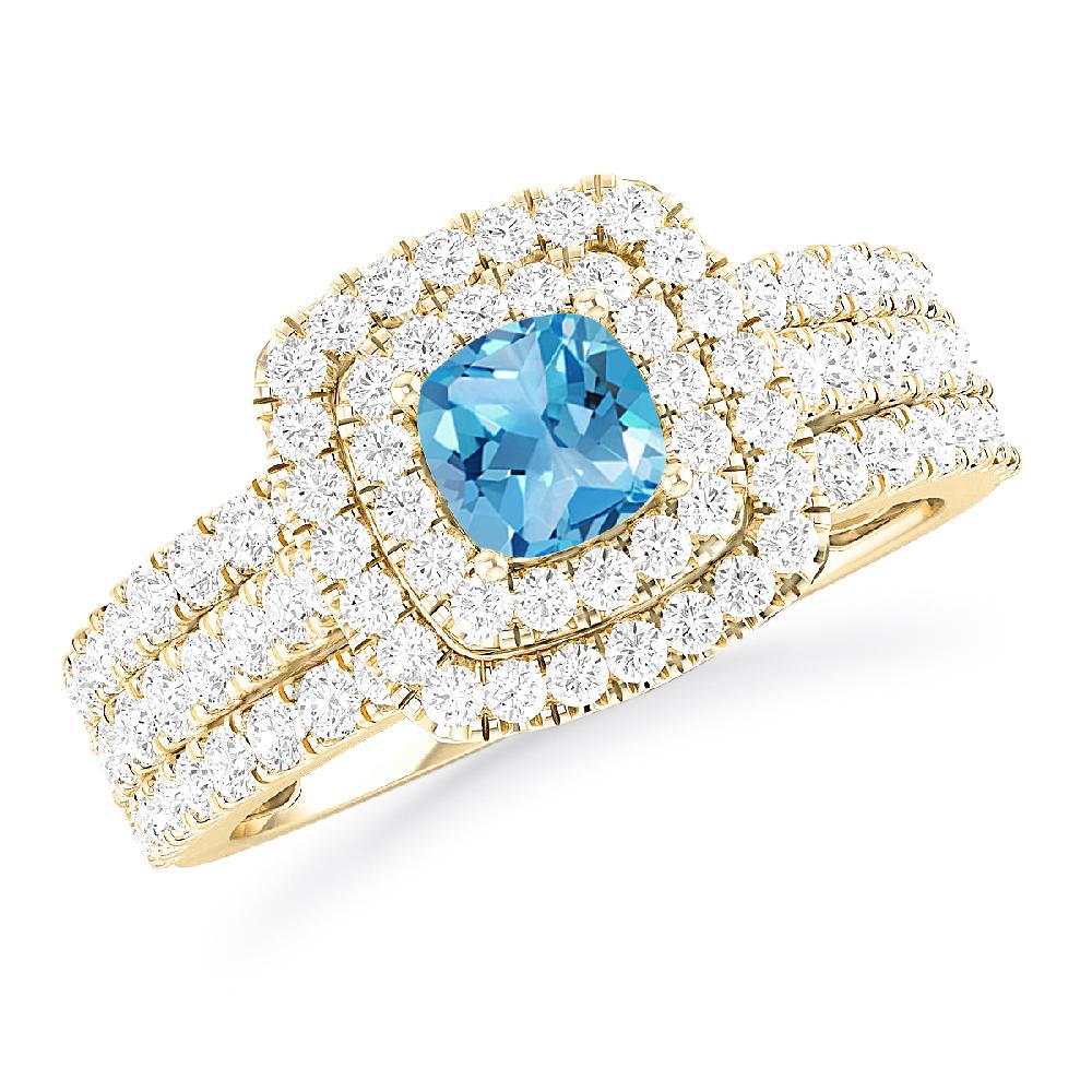 Yellow Gold - Blue Topaz