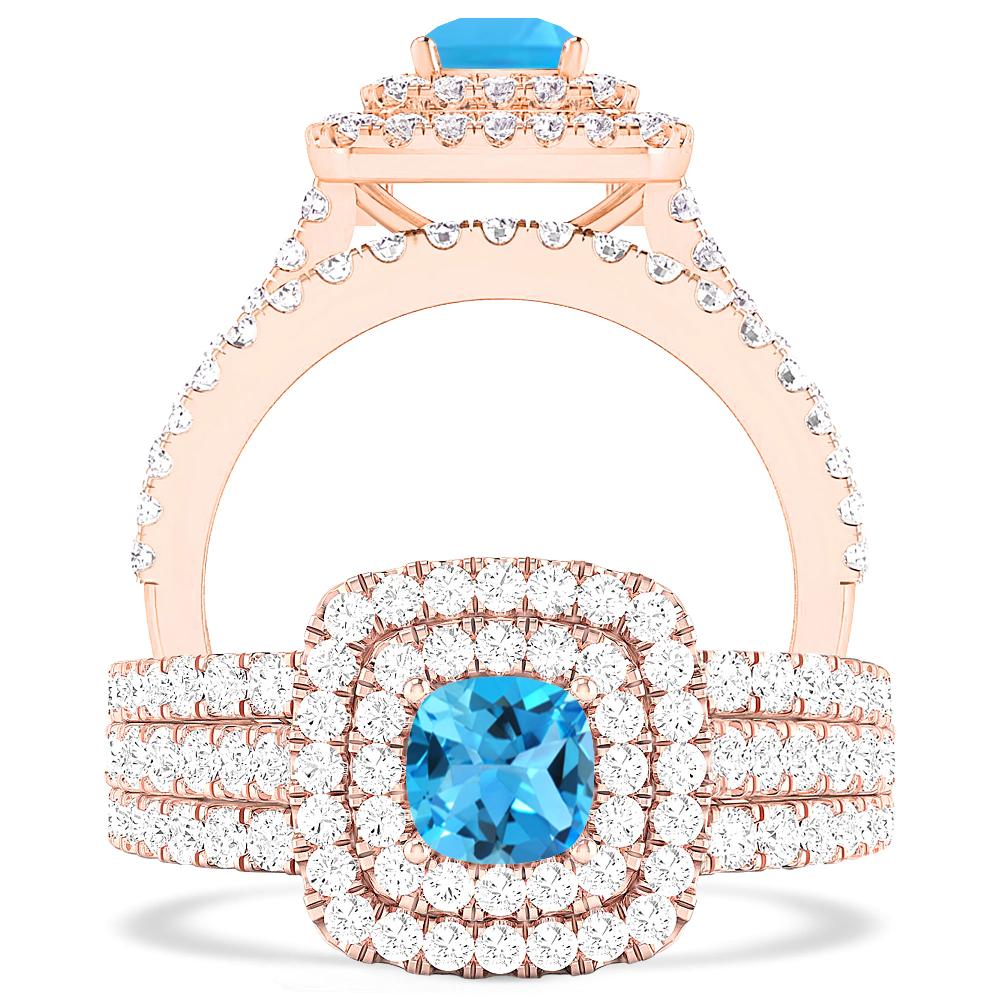 Rose Gold - Blue Topaz