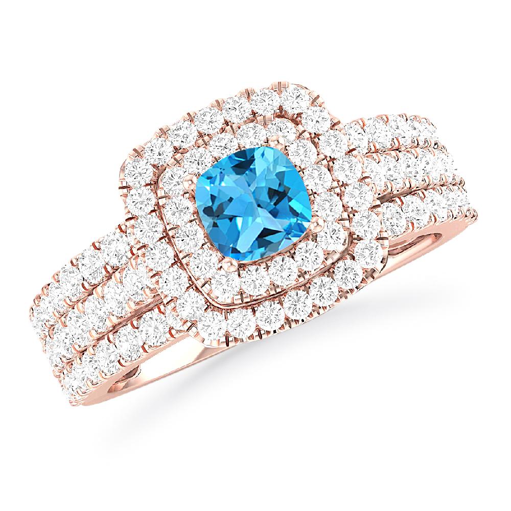 Rose Gold - Blue Topaz