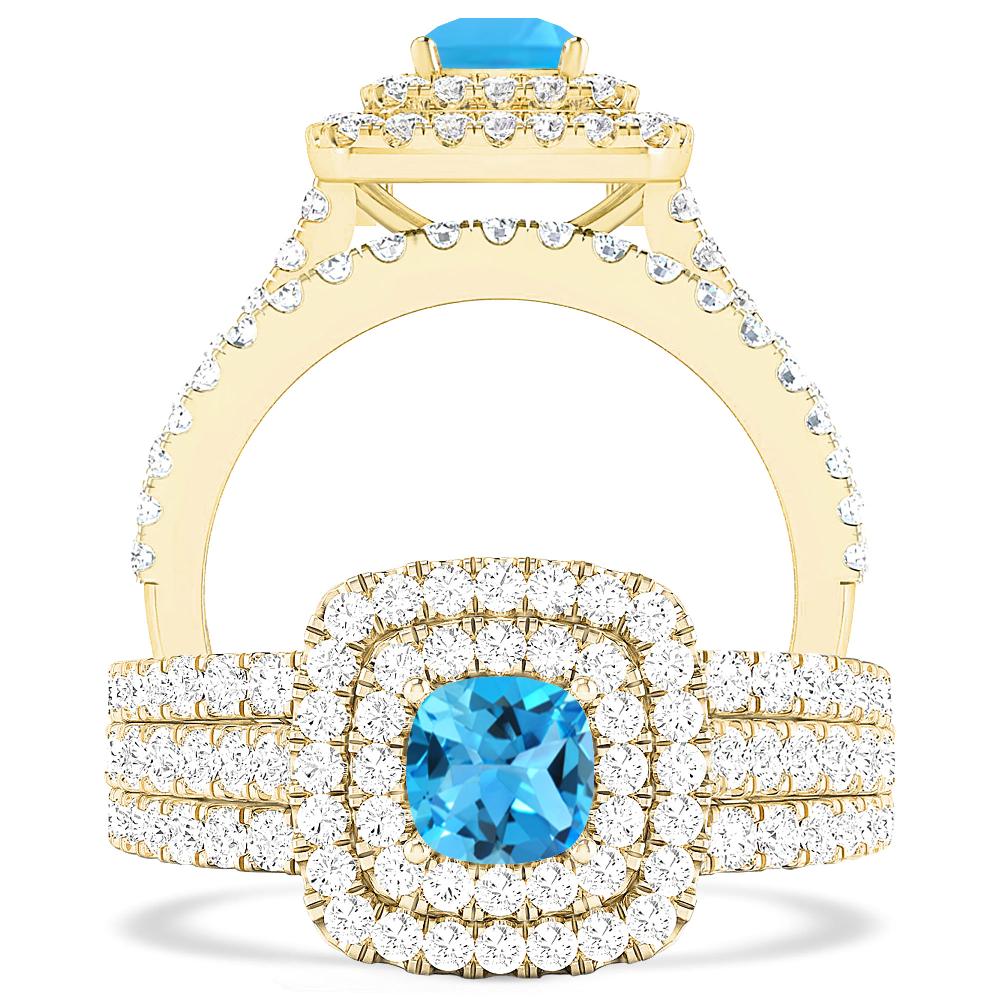 Yellow Gold - Blue Topaz