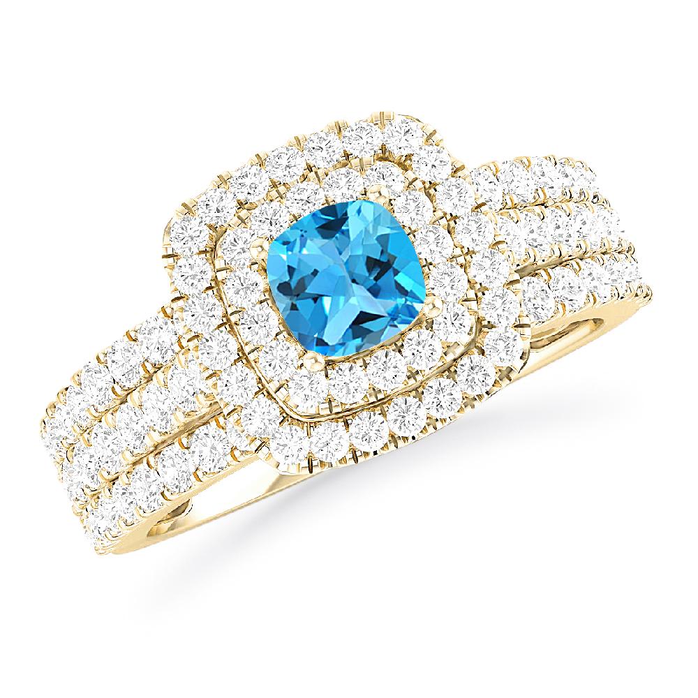 Yellow Gold - Blue Topaz