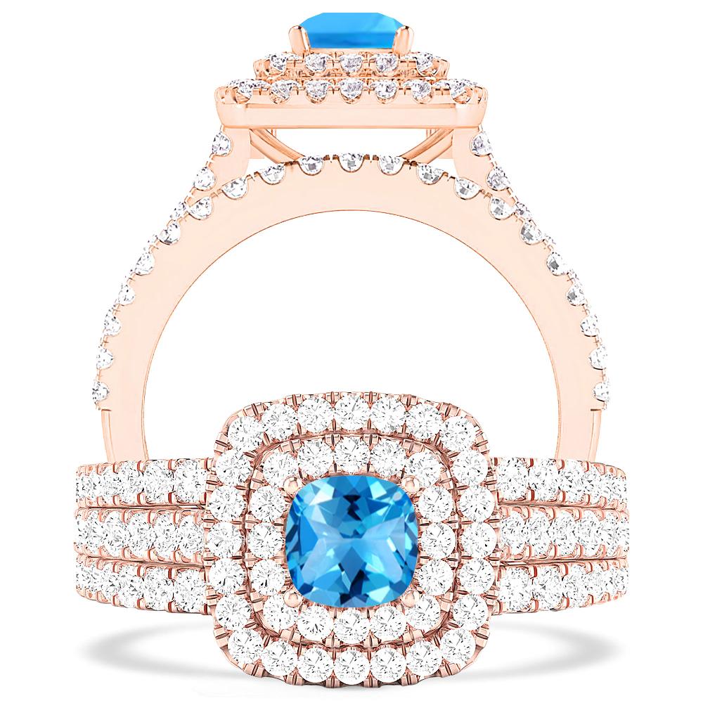 Rose Gold - Blue Topaz