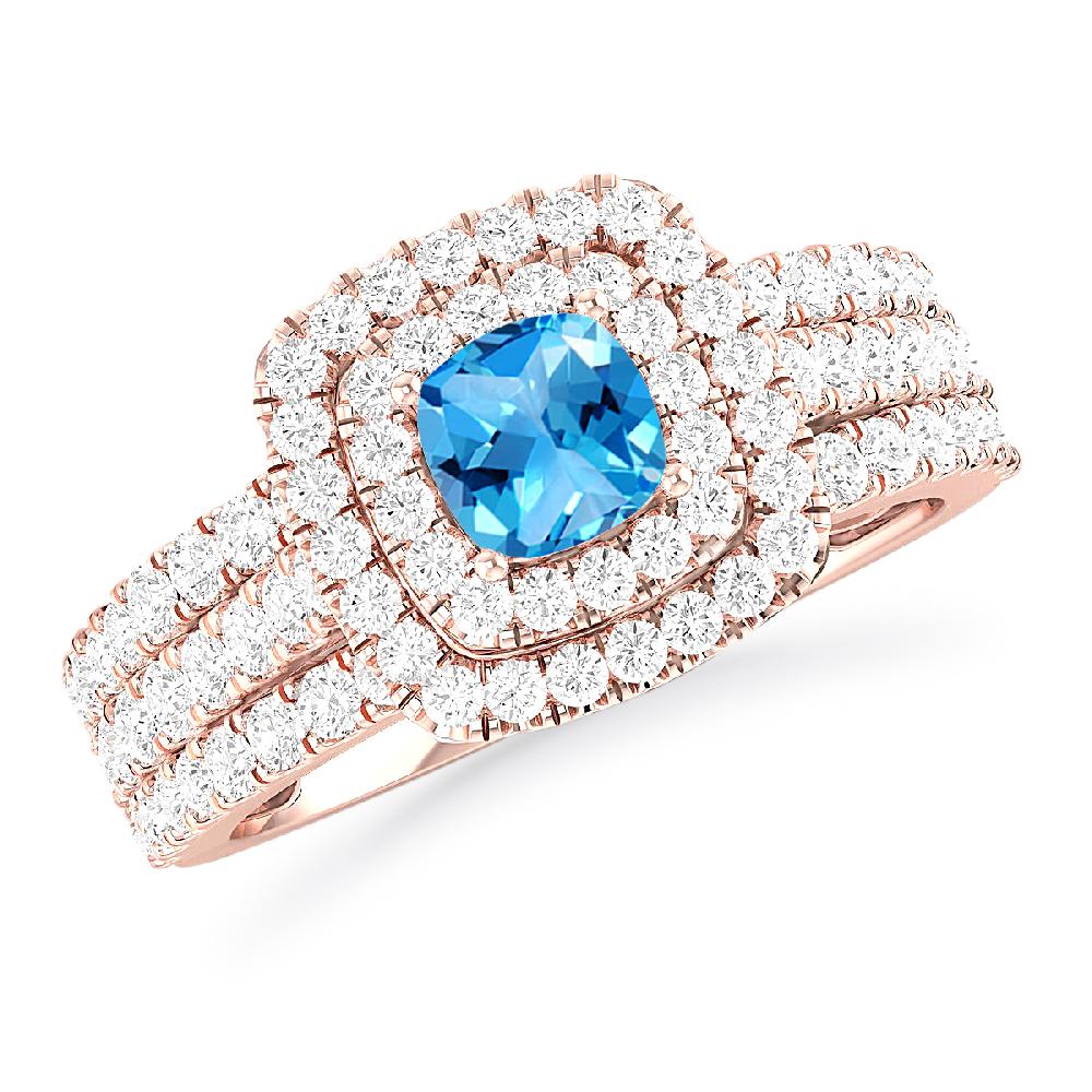 Rose Gold - Blue Topaz