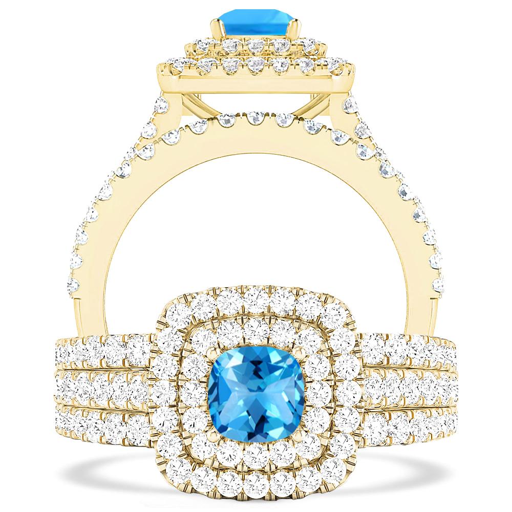 Yellow Gold - Blue Topaz