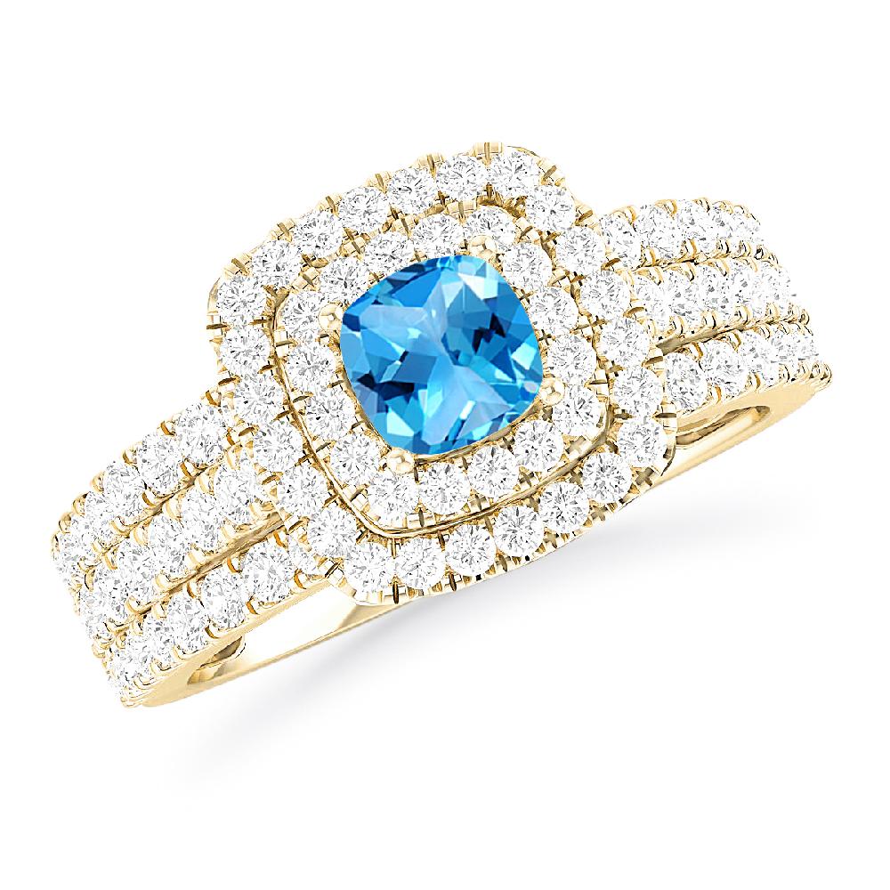 Yellow Gold - Blue Topaz