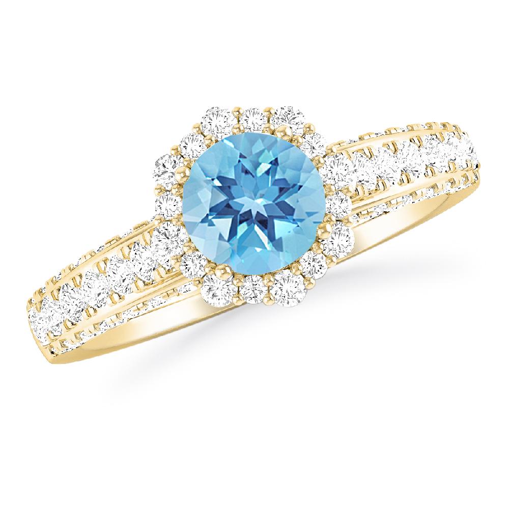 Yellow Gold - Blue Topaz