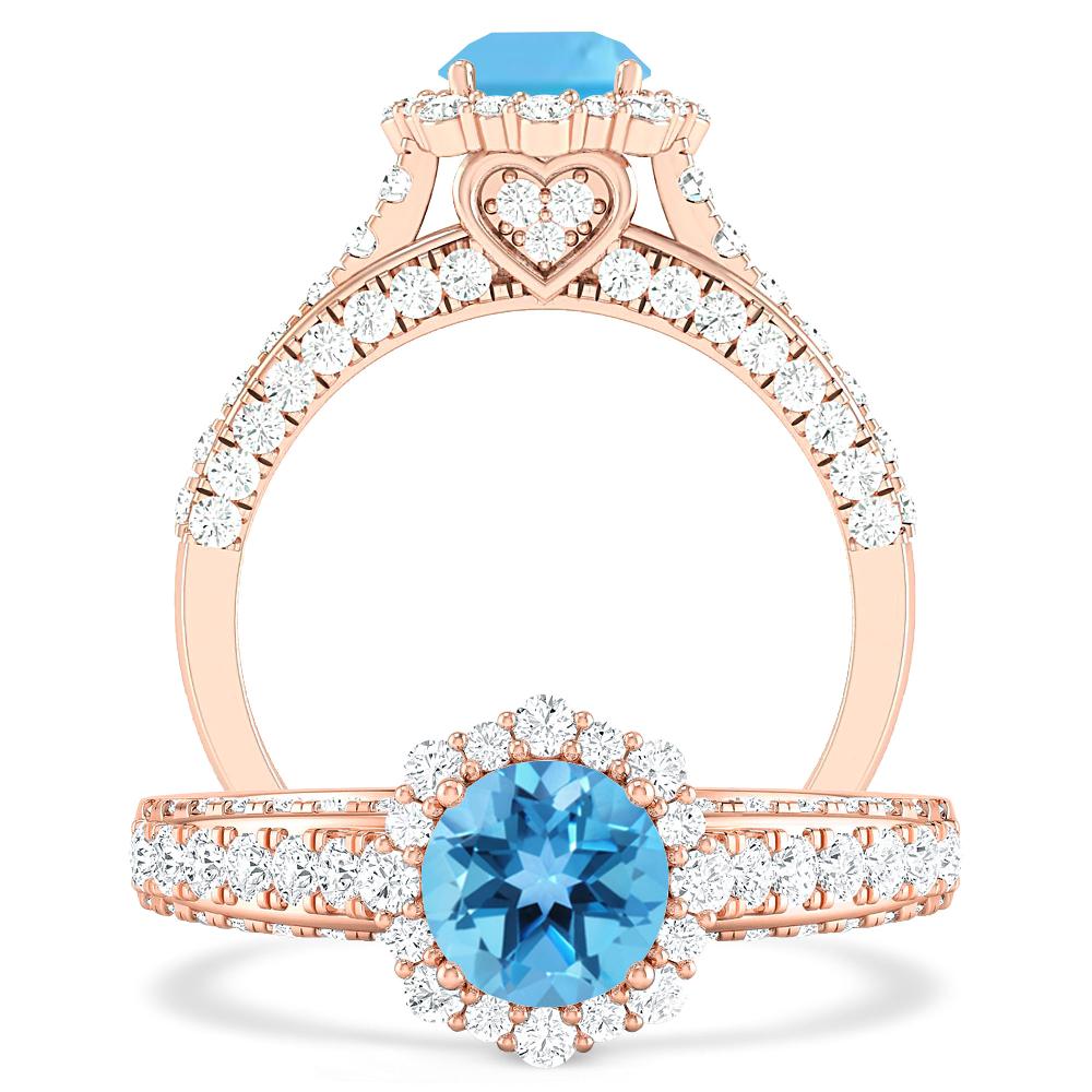 Rose Gold - Blue Topaz