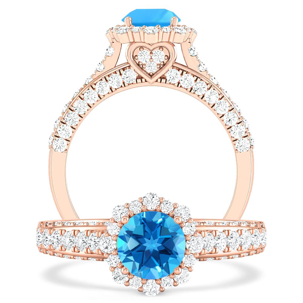 Rose Gold - Blue Topaz