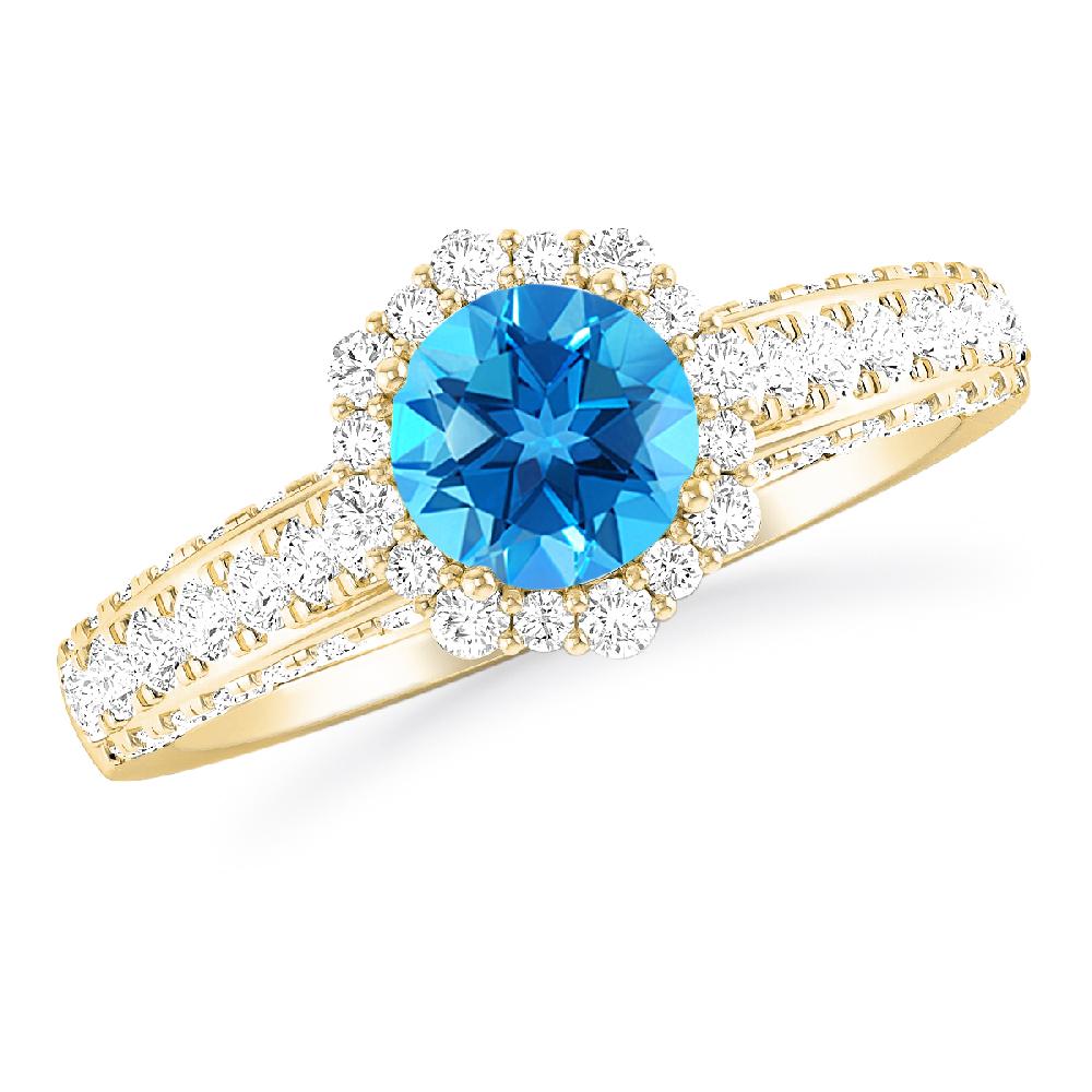 Yellow Gold - Blue Topaz