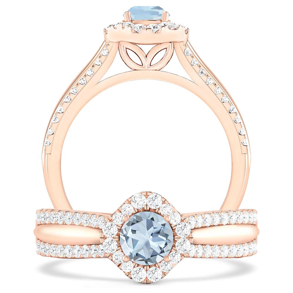 Rose Gold - Aquamarine