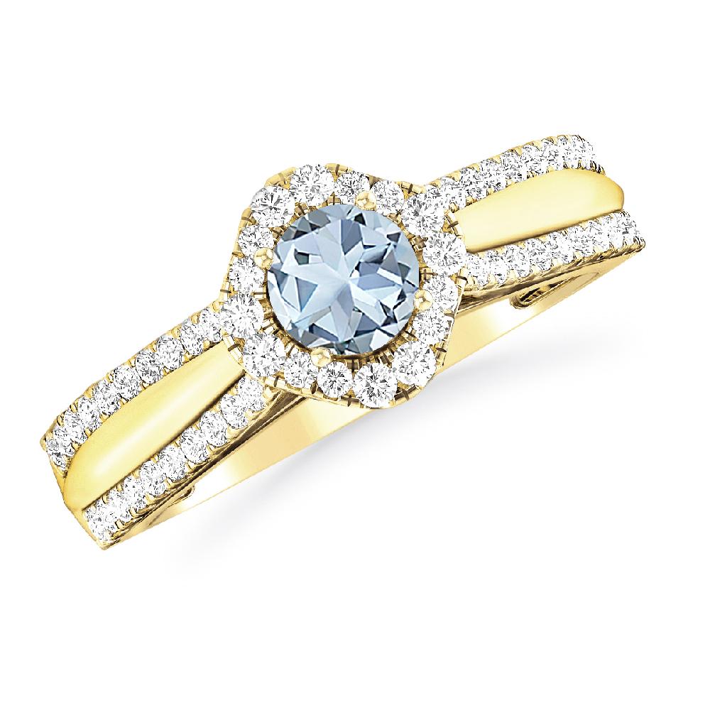 Yellow Gold - Aquamarine